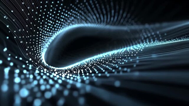 Abstract Sci-Fi Cyber Tunnel in Blue Light