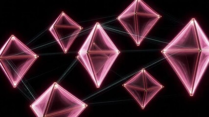 Dynamic pink crystal structures shimmer and pulse against a dark backdrop, perfect for modern technology or futuristic concepts. ai generative video - Powered by Adobe