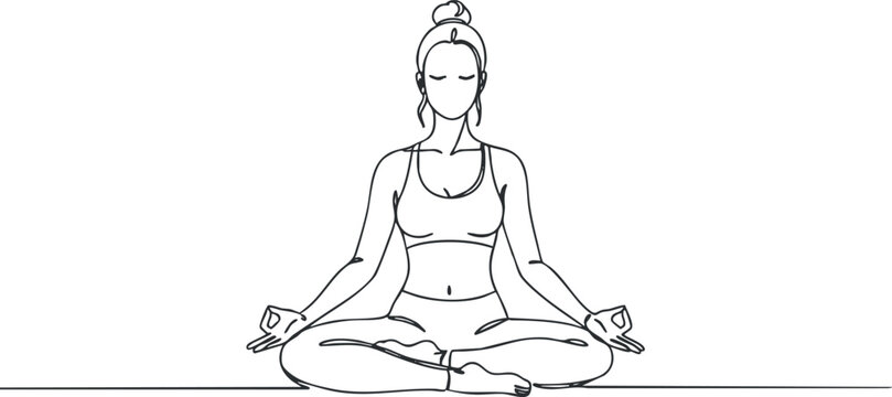 A woman practicing yoga meditation in a serene and peaceful pose promoting mindfulness and relaxation