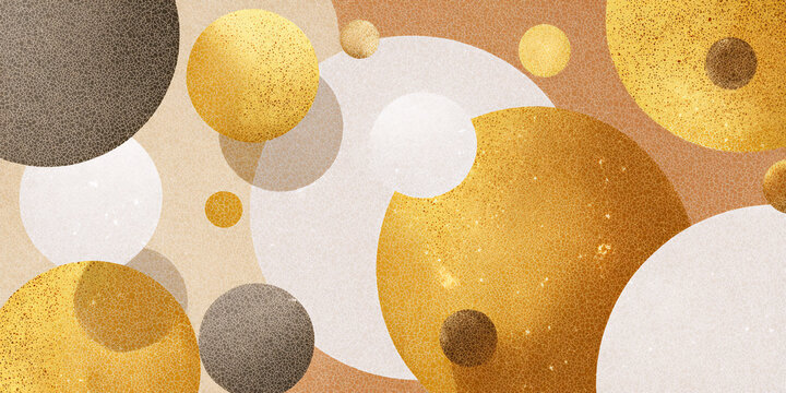 Abstract New Year's background in a flat style. Gold, beige, and white circles on a light background. Elegant composition, minimalist holiday illustration. - Powered by Adobe