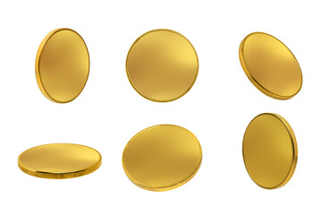 Gold falling coins rain cash on transparent background png