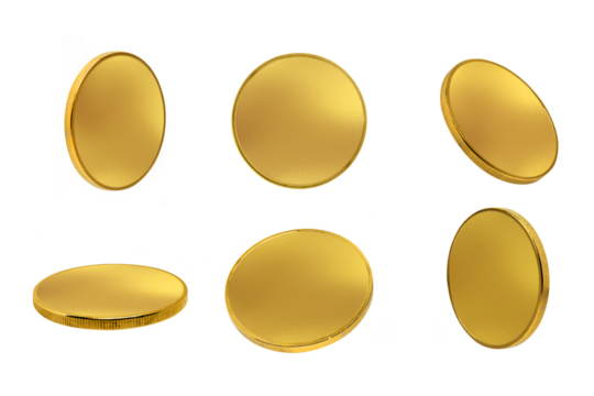 Gold falling coins rain cash on transparent background png
