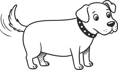 Obraz premium A playful cartoon illustration of a happy dog with a wagging tail and friendly demeanor.