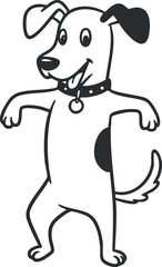 A cheerful cartoon dog character with a playful pose and a friendly expression.