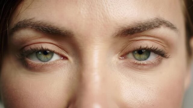 ECU videos of diverse human eyes, subtle blinks and pupil dilation, soft bokeh background, diffused light. Concept of human gaze and inner self