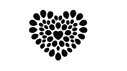 Black heart shape formed by radiating teardrop shapes