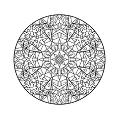 Obraz premium Geometric Mandala Symmetrical Line Art for Coloring Book
