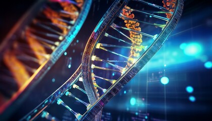 dna strands being decoded by advanced technology