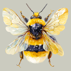 Colorful bumblebee illustration with detailed wings and body  