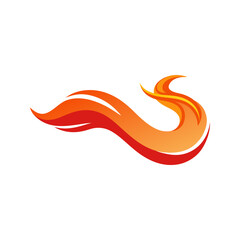 Abstract red and orange flame logo icon design vector, modern fire symbol for energy, power, speed, passion, and creative branding or business identity concept