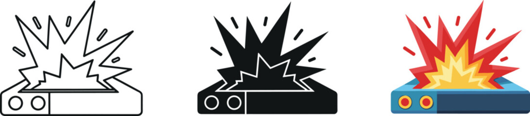 Explosive Laboratory Experiment Outline Illustration Representing Scientific Discovery and Innovation