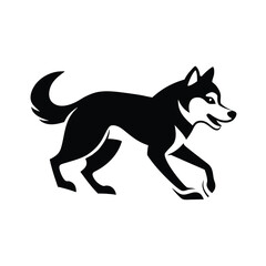 Fototapeta premium Siberian husky skating fast with puck dynamic sports illustration