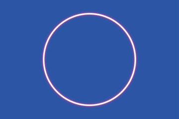 Glowing pink circle on a blue background neon light