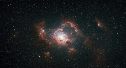 Fototapeta premium A nebula glows with vibrant reds and whites amidst a dark field of stars, creating a cosmic spectacle.