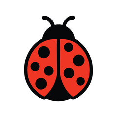Obraz premium Cute red ladybug insect icon illustration, a cheerful symbol of nature, good luck, and spring, perfect for graphic design elements