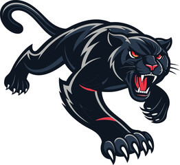 Obraz premium Angry Black Panther Vector Mascot – Wild Animal Attack Illustration