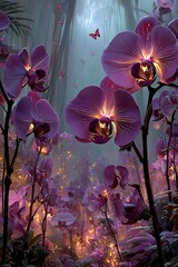 Fantasy rainforest glowing flora art high resolution picture