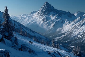 Wildlife photography mountain wolf arctic cold high resolution picture