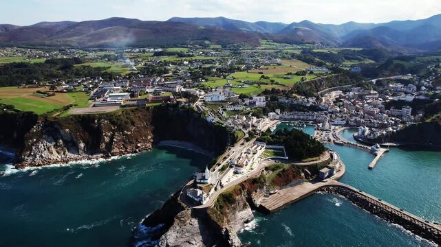 Luarca village, aerial view, Asturias, Spain