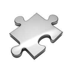 Fototapeta premium Reflective silver puzzle piece isolated symbol of problem solving on transparent space