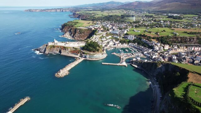 Luarca village, aerial view, Asturias, Spain
