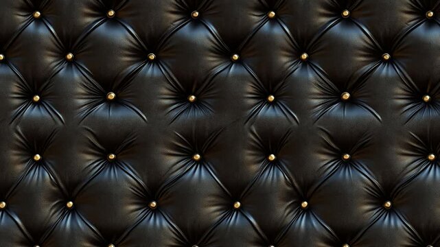 Luxurious leather tufted texture animation with dark brown padding and buttons.