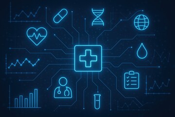 Digital Healthcare Network with Medical Icons