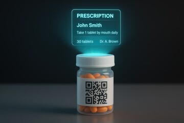 Pill Bottle with Prescription Information Projected Digitally
