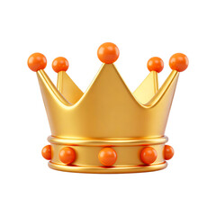 Golden Crown with Orange Jewels Royal Emblem of Power Authority and Royalty on Transparent Background