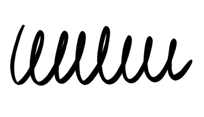 Hand-drawn black squiggly line isolated on transparent background. Wavy doodle element for highlight, underlining, or creative design decoration. PNG 