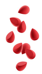 Falling makeup Sponge, beauty blender, isolated on white background, full depth of field