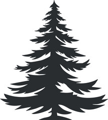 Obraz premium Silhouette of a tall evergreen tree against a white background, emphasizing its natural shape.