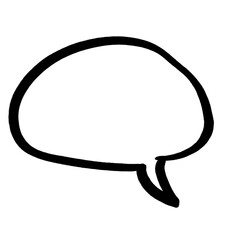 Hand-drawn speech bubble outline isolated on transparent background. Black doodle style comic chat balloon frame for note, message, or design element. PNG 