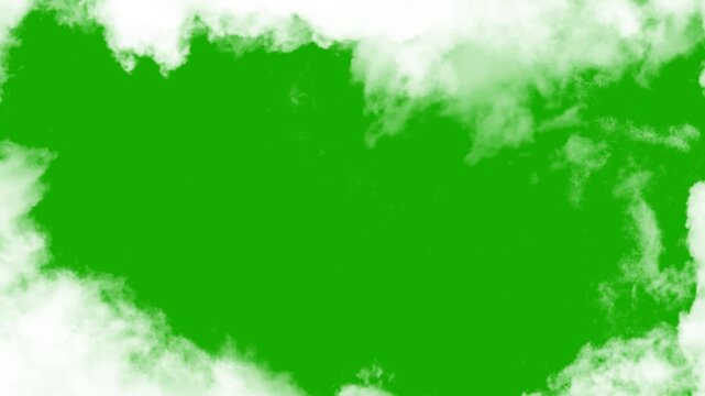 Moving cloud animation with chroma key green screen background 