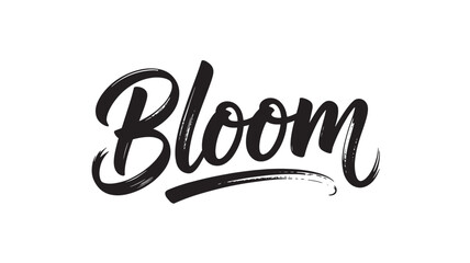 Bloom brush lettering typography hand drawn vector illustration isolated on white background for spring designs