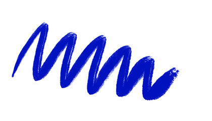 Blue hand-drawn scribble line isolated on transparent background. Crayon or chalk style zigzag stroke for creative design, notes, or highlights. PNG