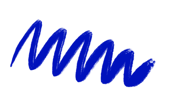 Blue hand-drawn scribble line isolated on transparent background. Crayon or chalk style zigzag stroke for creative design, notes, or highlights. PNG