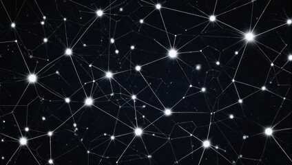 Abstract network of bright, connected white dots against a deep, dark blue background
