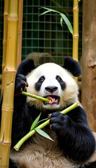 Panda&rsquo;s Bamboo Bliss &ndash; Nature&rsquo;s Gentle Giant, Eating with Joy &ndash; Cute Conservation Icon, Peaceful Panda Moment &ndash; Slow Living in the Wild