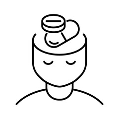 Head with pills inside line icon. Pharmaceutical treatments. Addiction to substances concept. Prescription drugs use. Antidepressants and sedatives intake. Modern health medication practices. Vector 