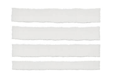 Obraz premium Torn white paper strips with jagged edges on a transparent background, providing space for text or message