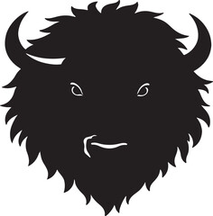 Bison head silhouette buffalo black