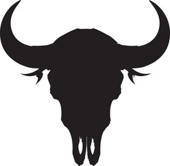 Black bull skull horns black silhouette animal head