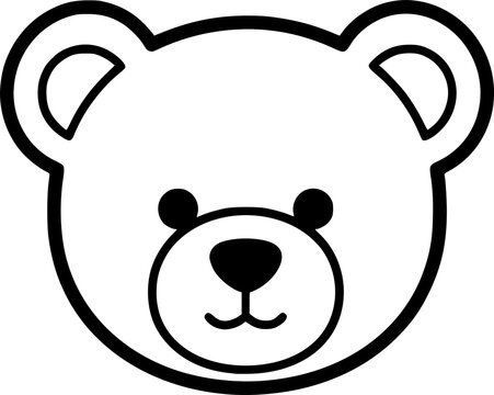 Teddy bear head silhouette. This image depicts a black silhouette of a teddy bear head, highlighting its cute and friendly features. Vector clipart illustration design