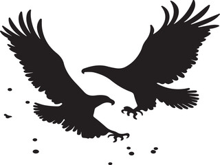 Two eagles soaring black silhouette bird birds