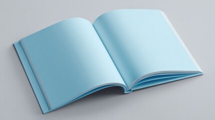 a open book with a blue cover on a table
