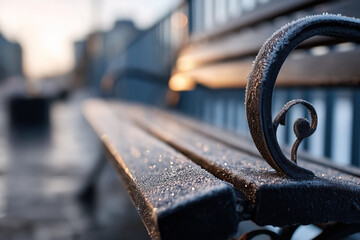 A bench with a snowflake design on it