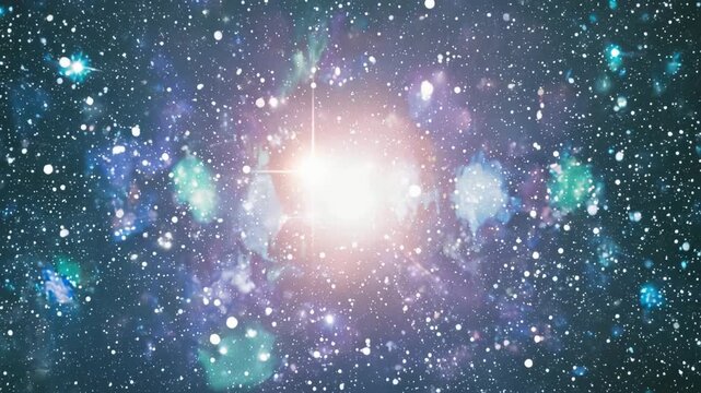 Bright Galaxy with Shining Stars and Cosmic Light