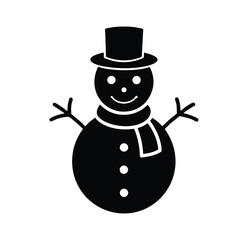 Simple black and white snowman icon for winter themes