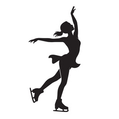 Black and White Silhouette of a Woman Ice Skating